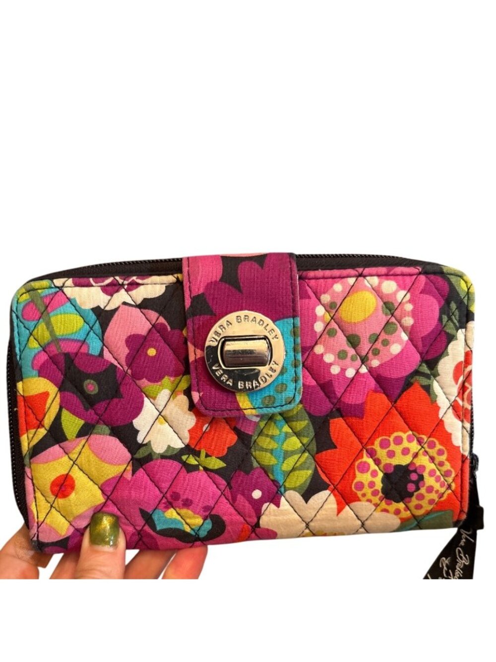 Vera Bradley Floral Wallet Zip Around Quilted Multicolor 8x5